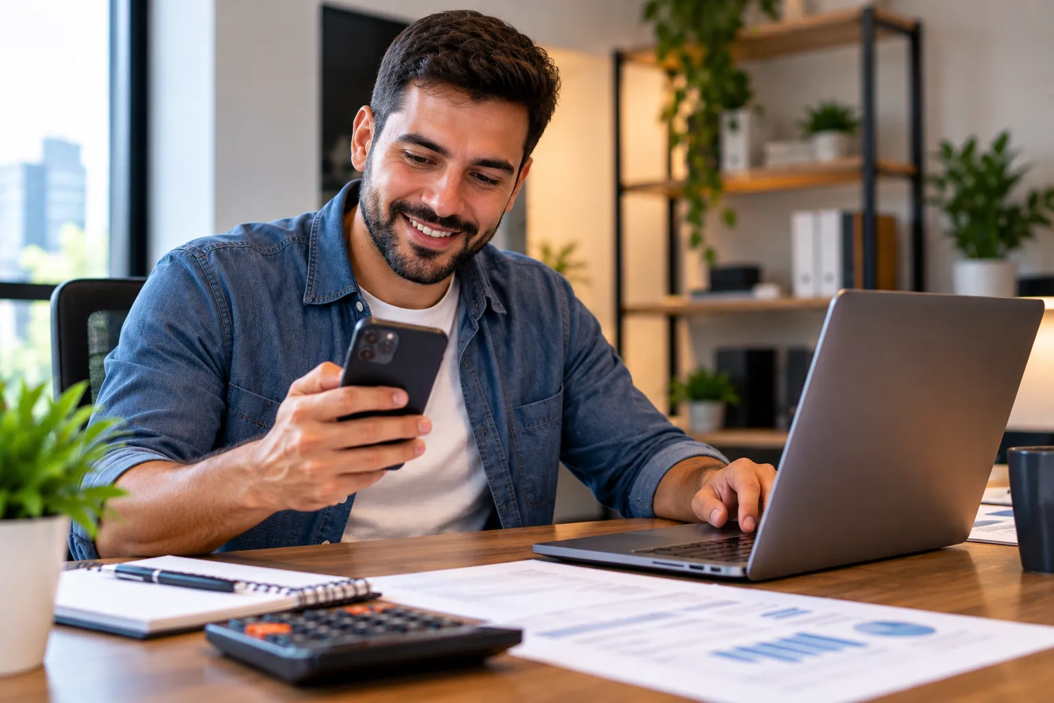 Trabalhador consultando opções de empréstimo consignado pelo celular